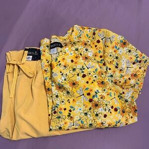 Koi Bright Yellow Floral Blouse